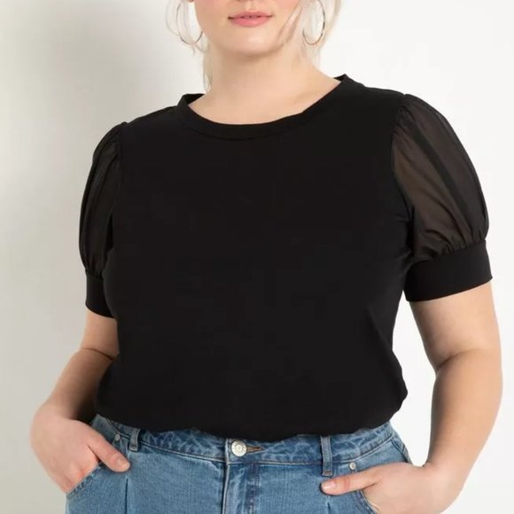 Eloquii Tops - Eloquii Combo Sleeve Top